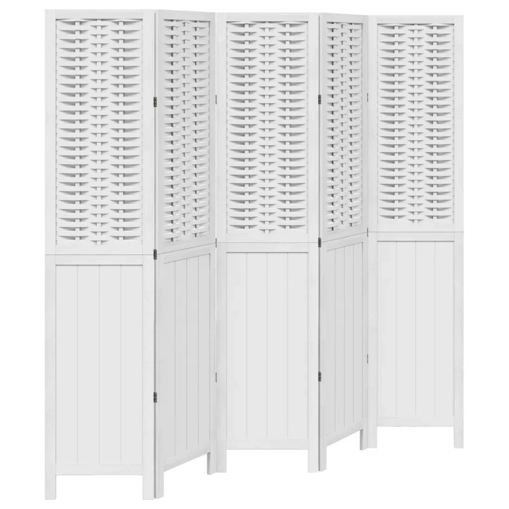 Divisorio Ambienti | Divider per stanze | Paravento 5Pannelli Bianco Legno Massello di Paulownia