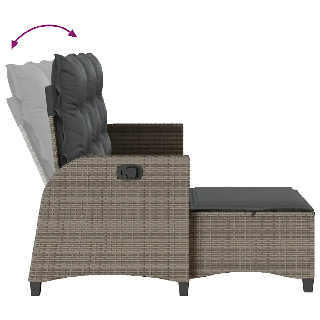 Divano Giardino Reclinabile a L con Cuscini-Sofa da Giardino-Divanetto da esterno Grigio Polyrattan 629973
