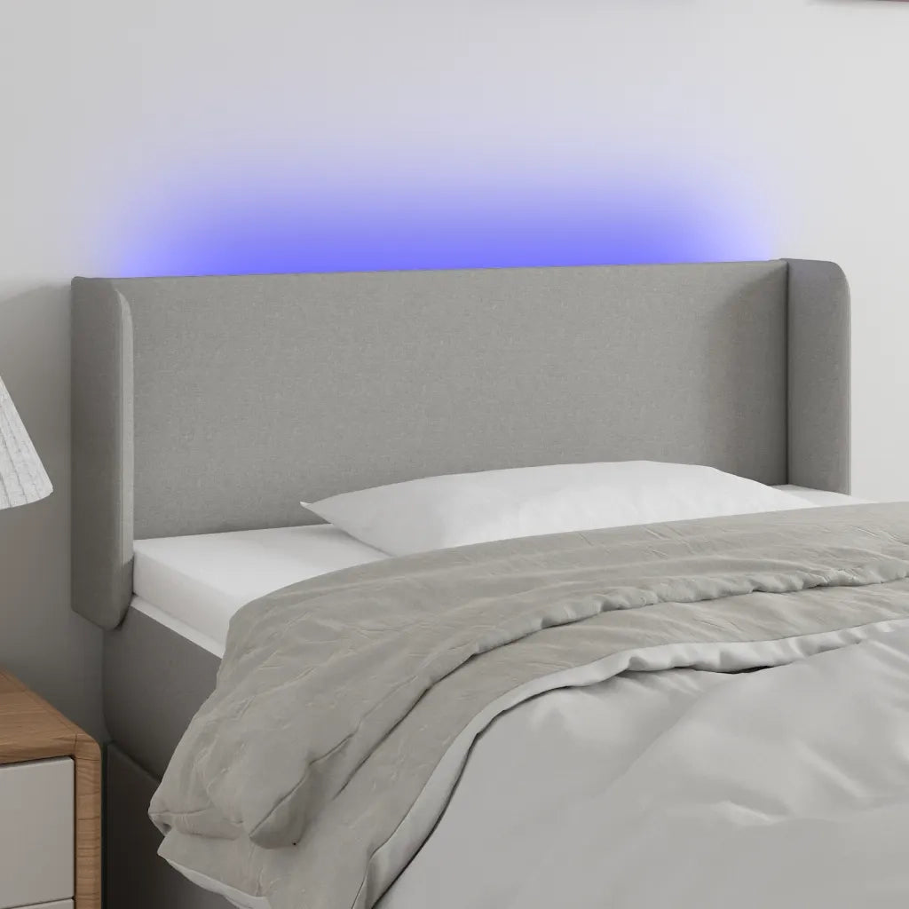 Testiera-Testata Decorativa Grigio Chiaro a LED 93x16x78/88 cm in Tessuto 600120