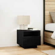 Comodino  con luci LED Nero Rovere 40x39x37 cm