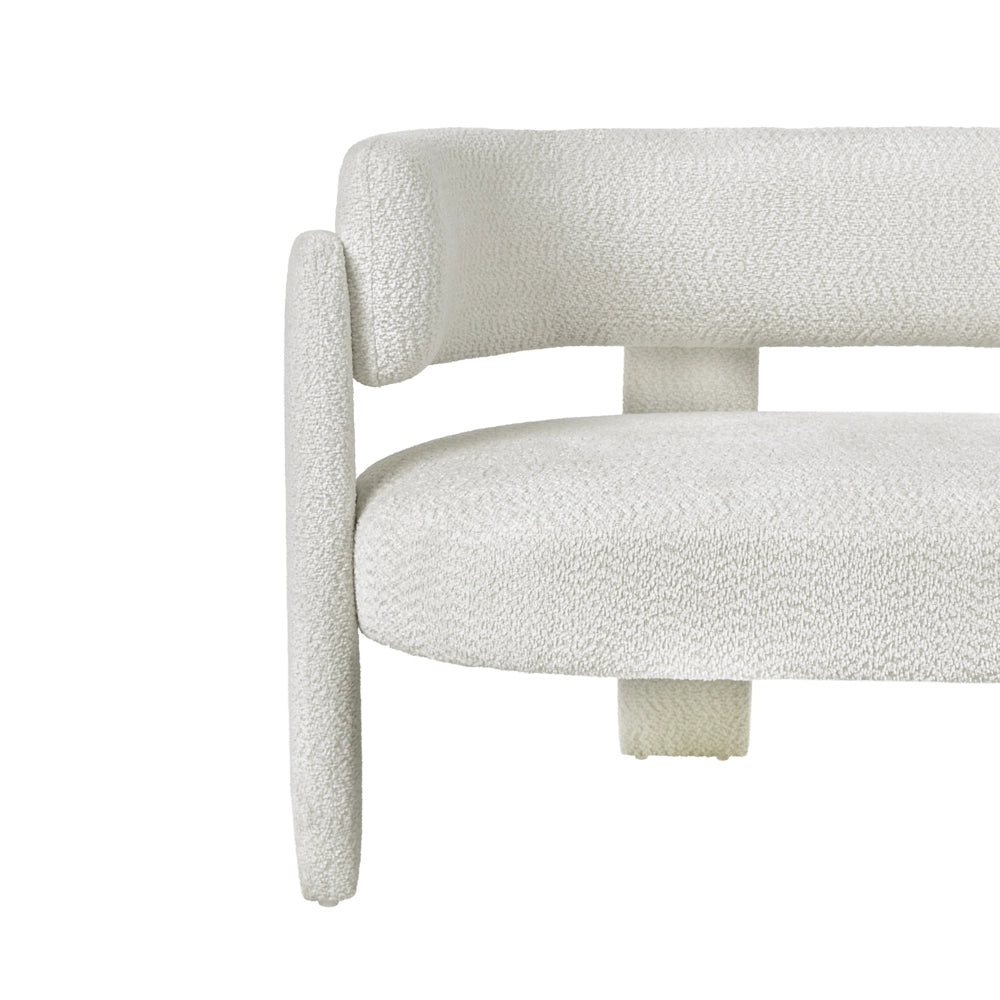 Divano a 2 posti in ciniglia di poliestere bianco sporco moderno e confortevole con seduta e schienale curvi in stile scandinavo