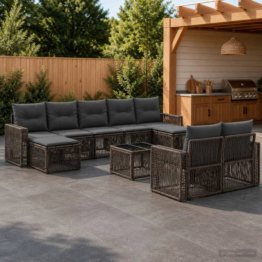 Set Divano da Giardino 10 pz Grigio e Grigio Scuro polyrattan 3435254