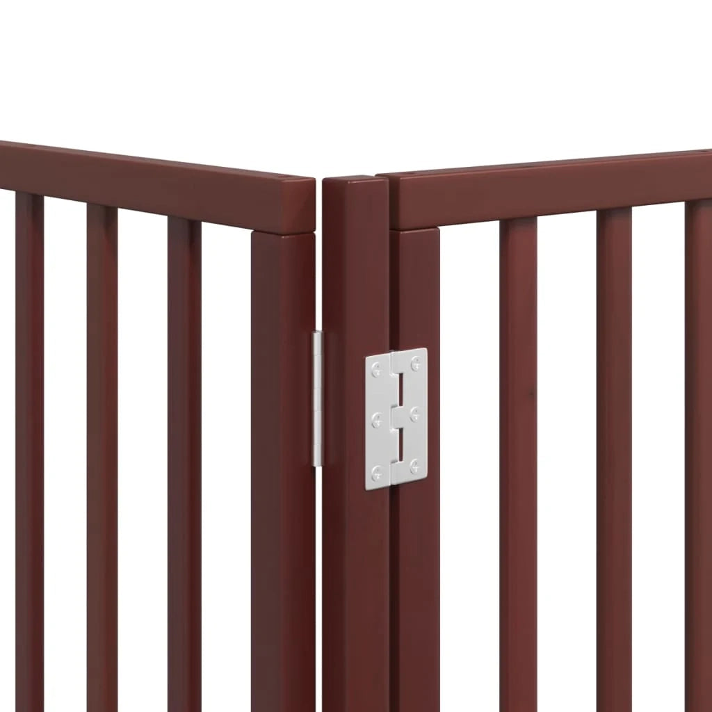 Cancelletto di sicurezza per animali domestici porta pieghevole 12 pannelli legno di pioppo marrone 02_0023167