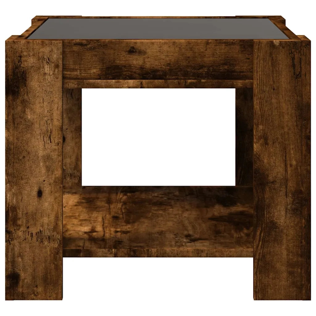 Tavolino salotto | Tavolino da caff¨¨ | Tavolino da Soggiorno con LED Rovere Fumo 53x53x45 cm Multistrato