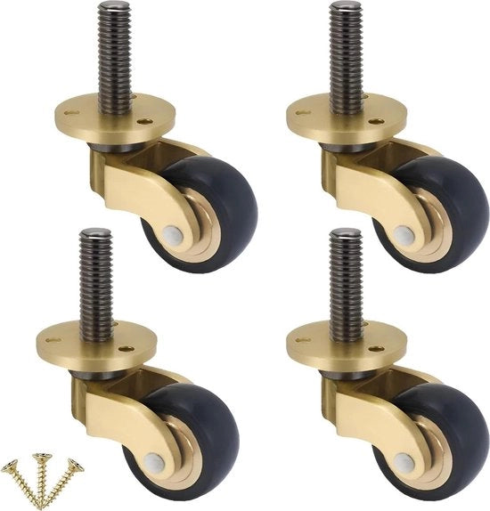 Veloce Schroefstang per Mobili Antichi con Ruote 1 Pollice in Ottone Massello Stile Retro con Rotazione a 360 Gradi - Maniglia in Acciaio Galvanizzato - Capacità di Sostegno 220 Lb