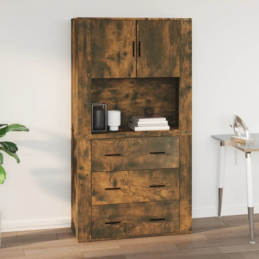 Armadietto a Muro | Mobile a Parete Rovere Fumo 80x33x80 cm in Legno Multistrato
