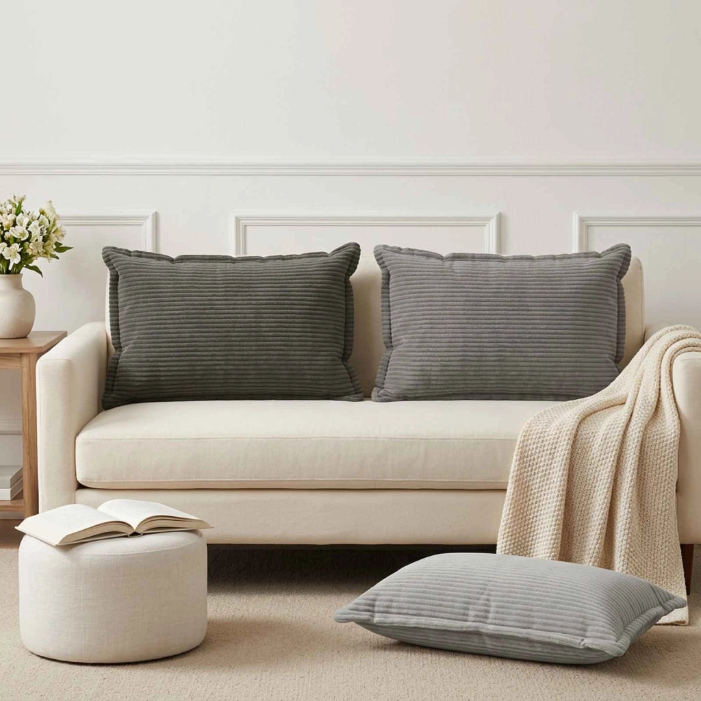 Federa 2 pz HOUTEN Grigio Chiaro 50 x 75 cm corduroy 919803