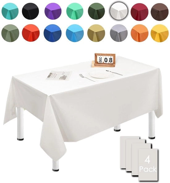 Set di tovagliette da tavola da gettare 4 pezzi, 137cm x 274cm, rettangolari, bianco crema, impermeabili e resistenti alle macchie, ideali per feste di compleanno, matrimoni, Natale, feste per bambini, salotti, giardini e occasioni speciali.