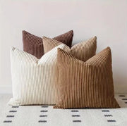 Set di cuscini quadrati decorativi in corduroy morbido e velluto a strisce, confezione da 4, per arredamento di soggiorno o camera da letto, 45 x 45 cm
