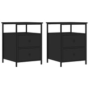 Set di 2 Comodini | Armadio da Notte | Mobiletto da notte Neri 44x45x60 cm in Legno Multistrato