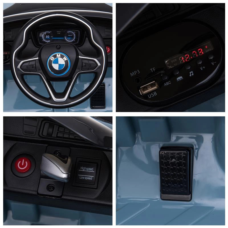 MACCHININA ELETTRICA BMW PER BAMBINI 3-8 ANNI CON TELECOMANDO LUCI E LETTORE MP3 BLU