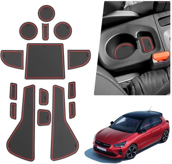 Materassini in gomma, tappetini antiscivolo, compatibili con Opel Corsa F 2020-2024, tappetini in gomma per auto, tappetini antiscivolo per Opel Corsa F, tappetino antiscivolo, scatola di stivaggio, tappetini antiscivolo (manuale)