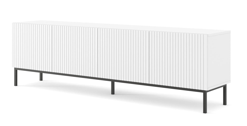 MOBILE RAVENNA B PORTA TV IN MDF RIVESTITO 4D 200 BIANCO OPACO TELAIO NERO