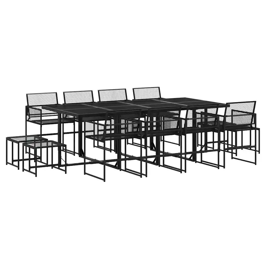 Set da Pranzo da Giardino 13pz Nero in Polyrattan