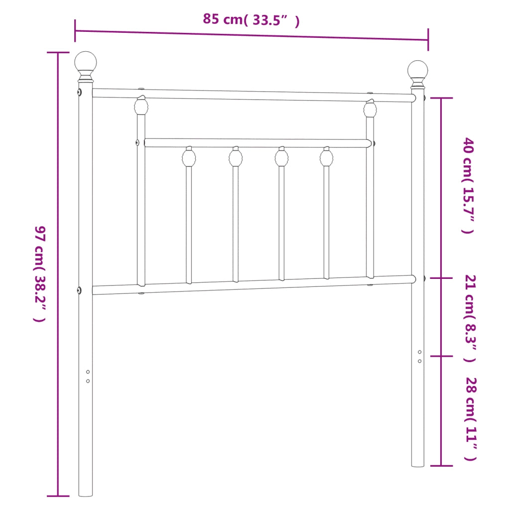 Testiera in Metallo Bianco 80 cm