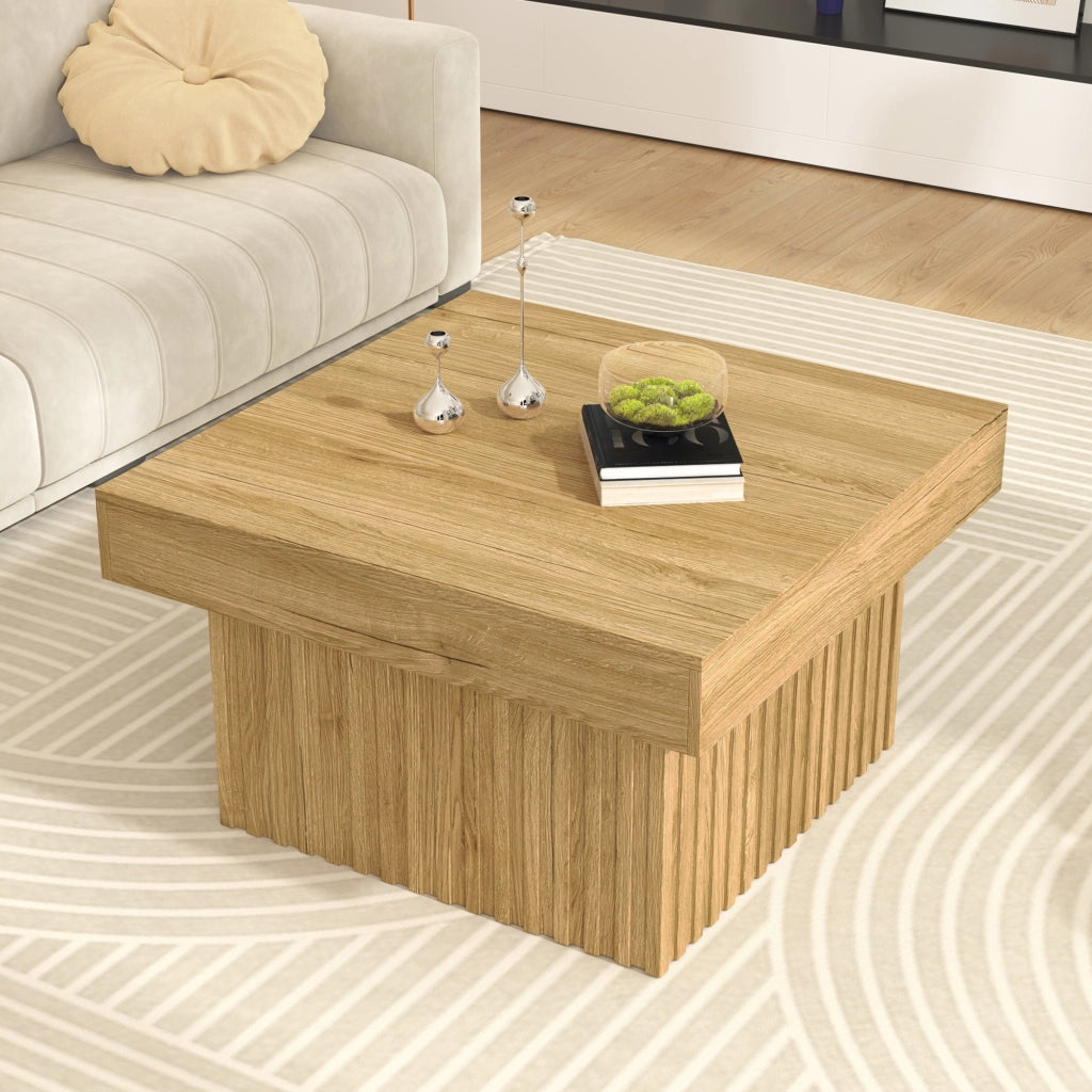 Tavolino da Caffè con Piano 79 cm; Portata 70 kg; Stile Minimalista; in MDF e Pannello Truciolare; Naturale