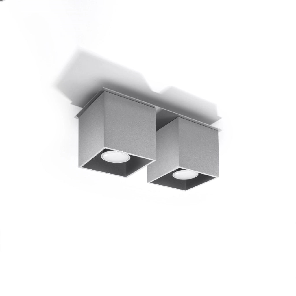 Lampada da parete moderna in alluminio grigio Quad Deep Space 2x GU10 LED Max 10W