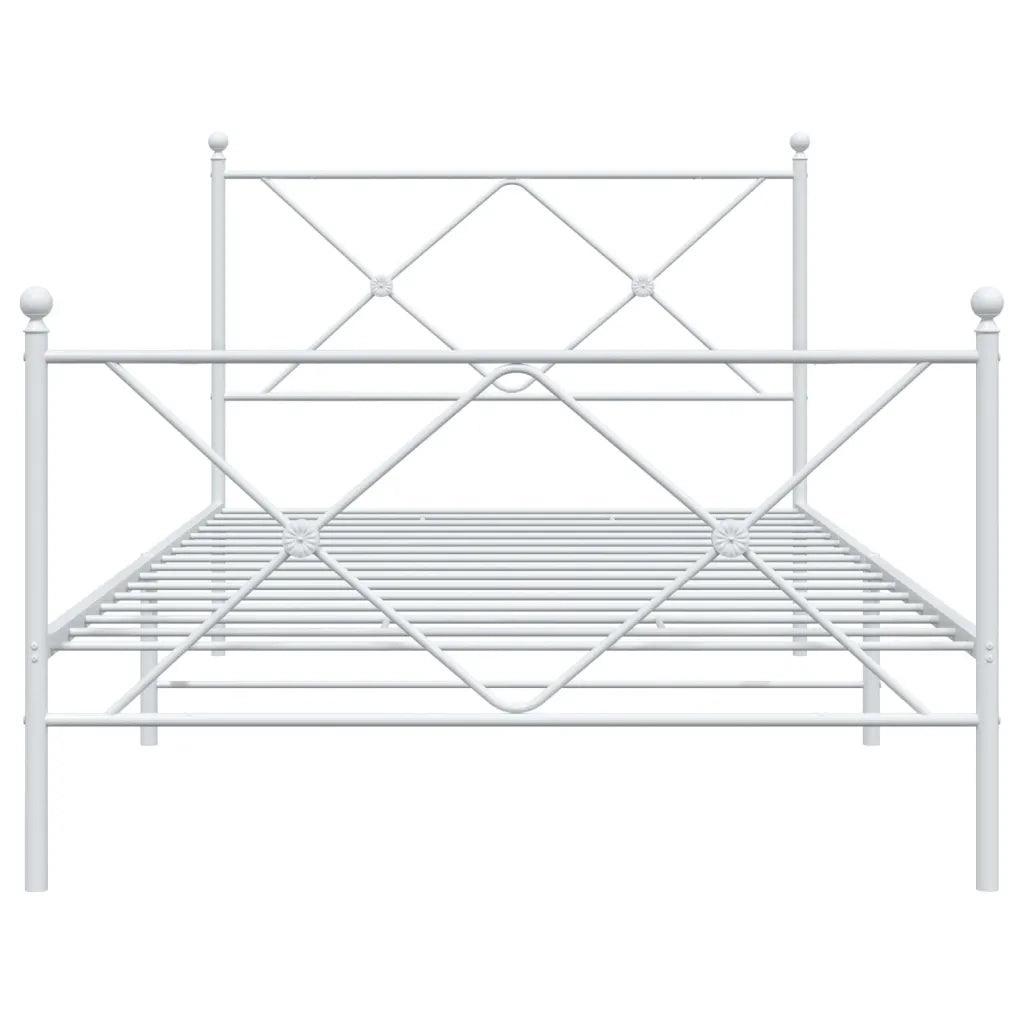 Giroletto con Testiera e Pediera Metallo Bianco 100x190 cm 376563