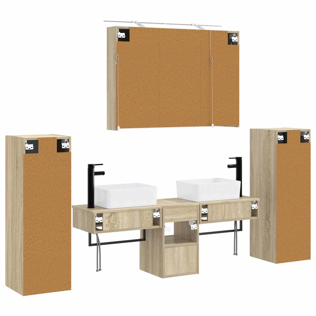 Set di mobili per il bagno 6 pcs Rovere Sonoma 3407129