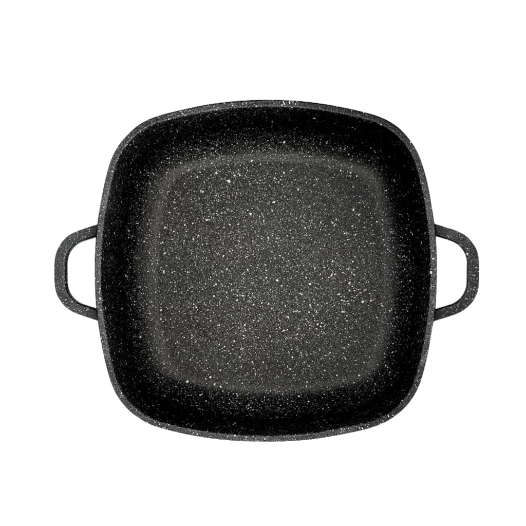 Tegame Quadrato con Coperchio in Vetro Antiaderente 2 Manici 28x28 cm Olympia Hard Cook
