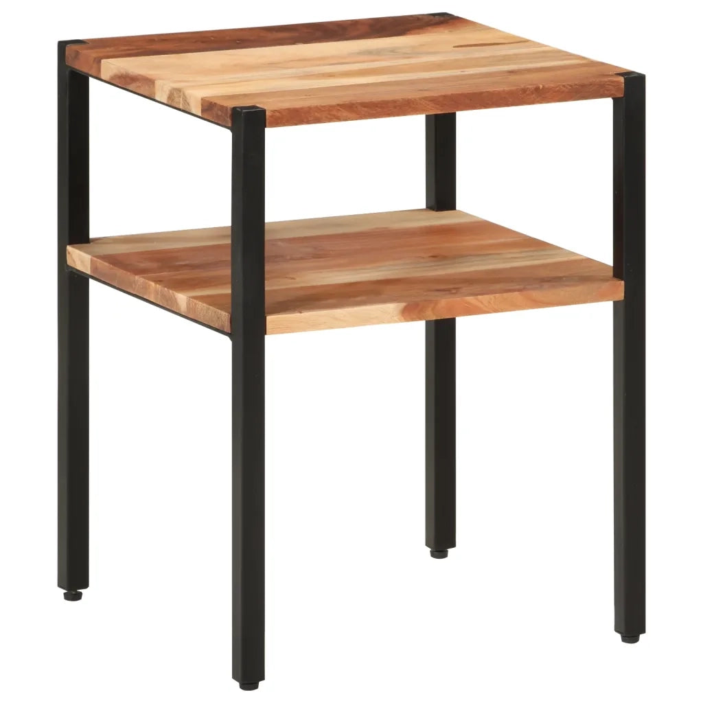 Tavolino | Tavolo laterale 35x35x45cm in Legno Massello di Acacia e Ferro