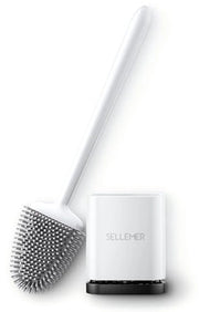 Asciugamano per il water, spazzolino per il water con supporto a muro e a piede, spazzolino per il water con contenitore per la rapida asciugatura, spazzolino per il water in silicone flessibile per il water (bianco)