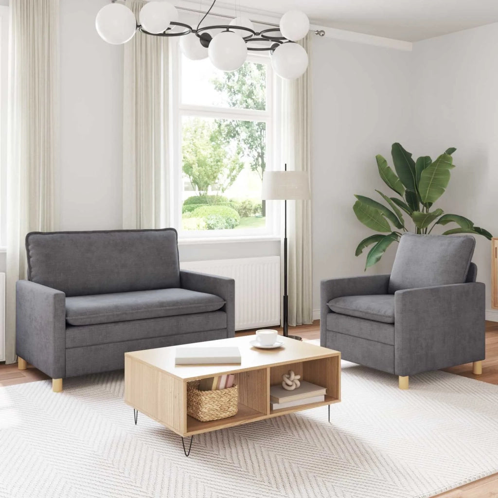Set di divani 2 pcs Grigio Chiaro Poliestere
