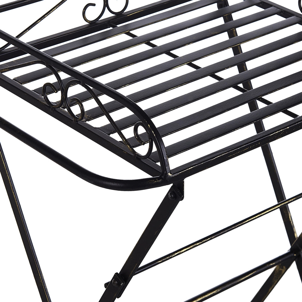 Tavolino in metallo Nero 40 x 35 cm ripiano in filo metallico pieghevole con ripiano design vintage vittoriano