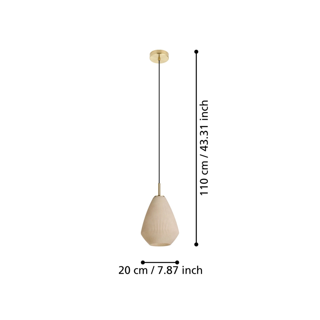 Sospensione Moderna Caprarola Acciaio Ottone Spazzolato Vetro 1 Luce E27