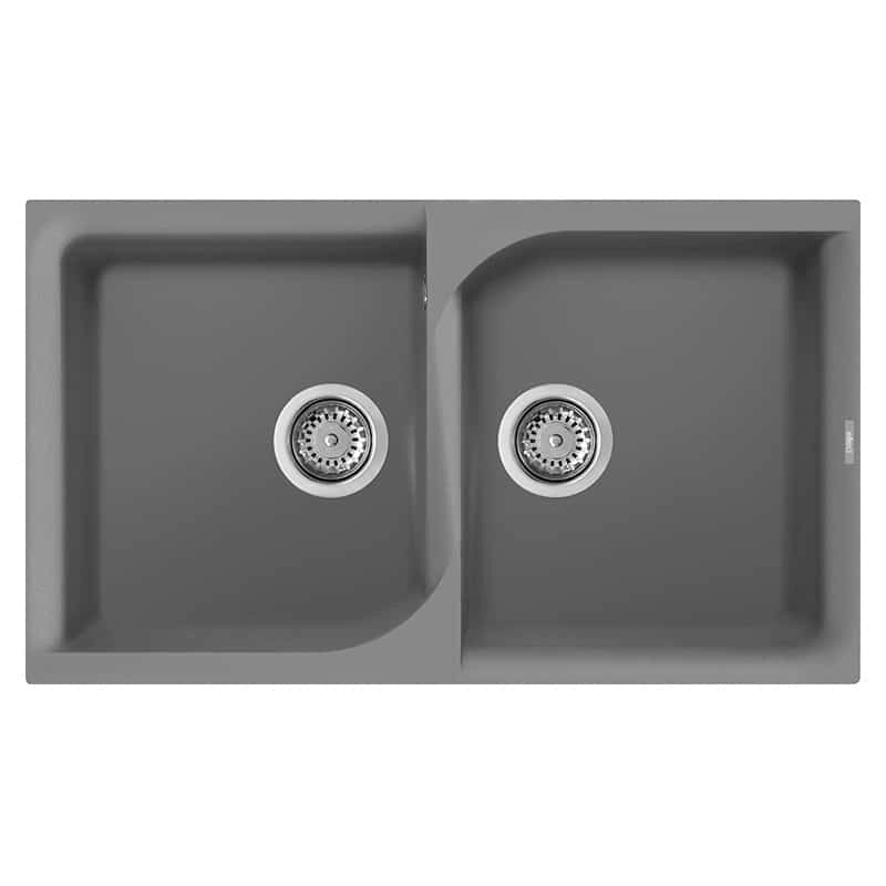 Lavello Elleci Incasso 2 vasche 86x50 Ego 450 Metaltek Grigio Titanium LME45073