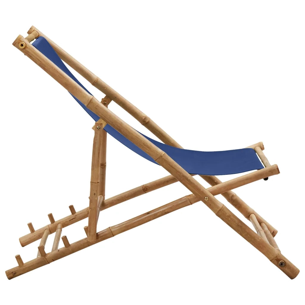 Sedia a Sdraio in BambÃ¹ e Tela Blu Marino