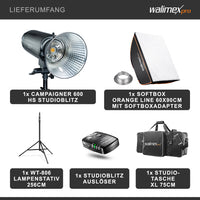 Set Campaigner 600 - flash fotografico da studio, luce LED da 600 W per foto e video, con softbox stativo luci e accessori