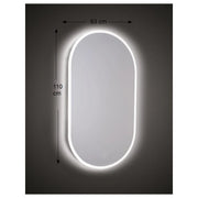 Specchio da Parete Sagomato 63x110 cm spessore 4 mm con Sabbiatura a LED e Telaio in ABS Nero