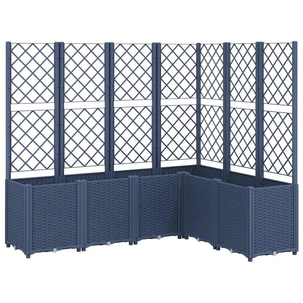 Fioriera | Cassetta per fiori | Vaso Giardino con Graticcio Grigio Blu 160x120x140 cm PP