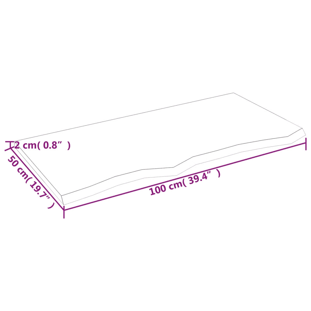 Piano Bagno 100x50x2 cm in Legno Massello Non Trattato CFW5912190