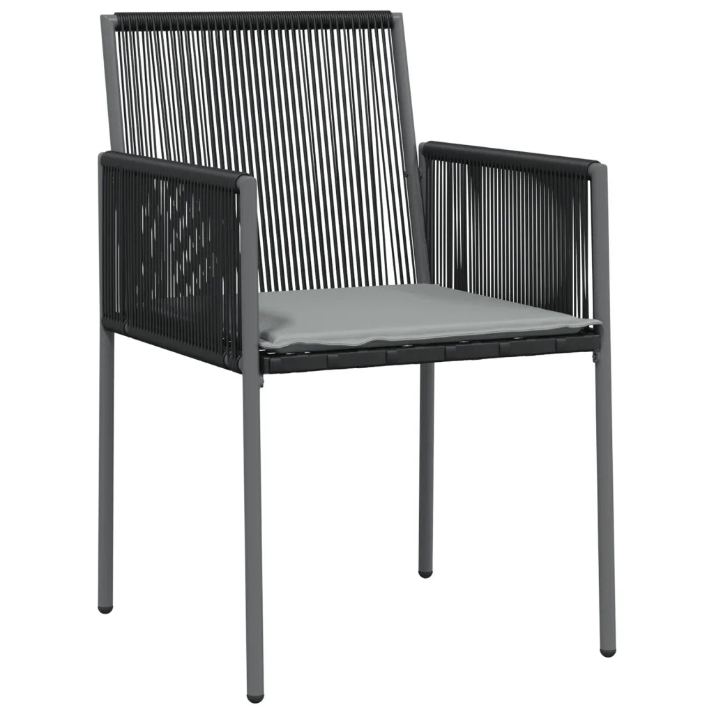 Sedie Giardino con Cuscini 2 pz | Sedie da Esterno Nere 54x60,5x83,5 cm Polyrattan