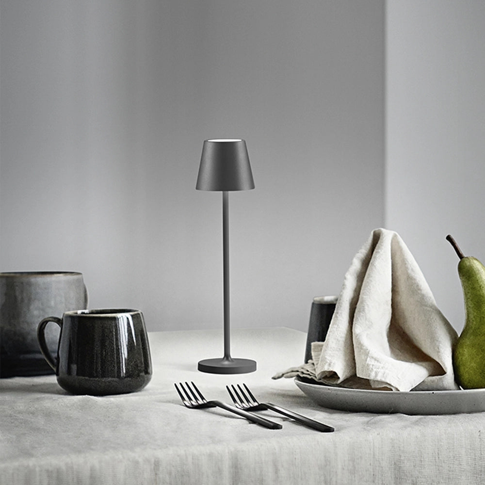 Lampada Tavolo Esterno Moderna Mini Diva Alluminio Grigio Led 1,5W 3000K