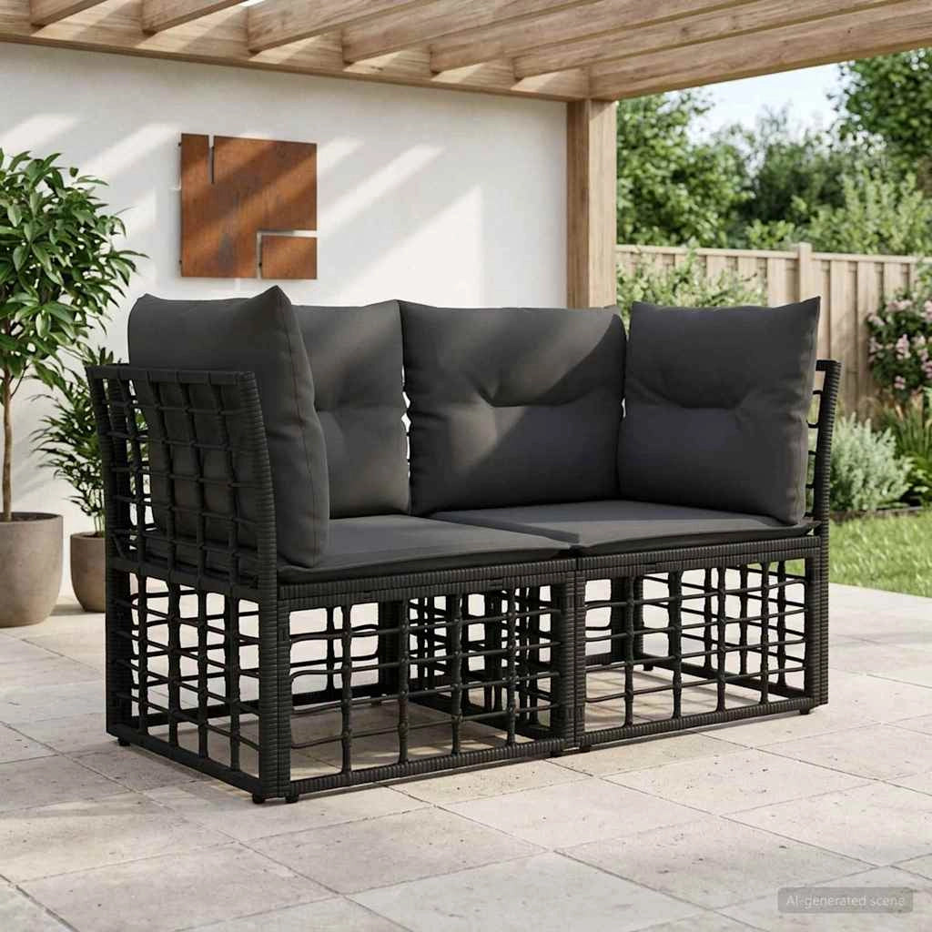 Loveseat da esterno 2 pz 2-Numero di posti Nero e Grigio scuro 42026727