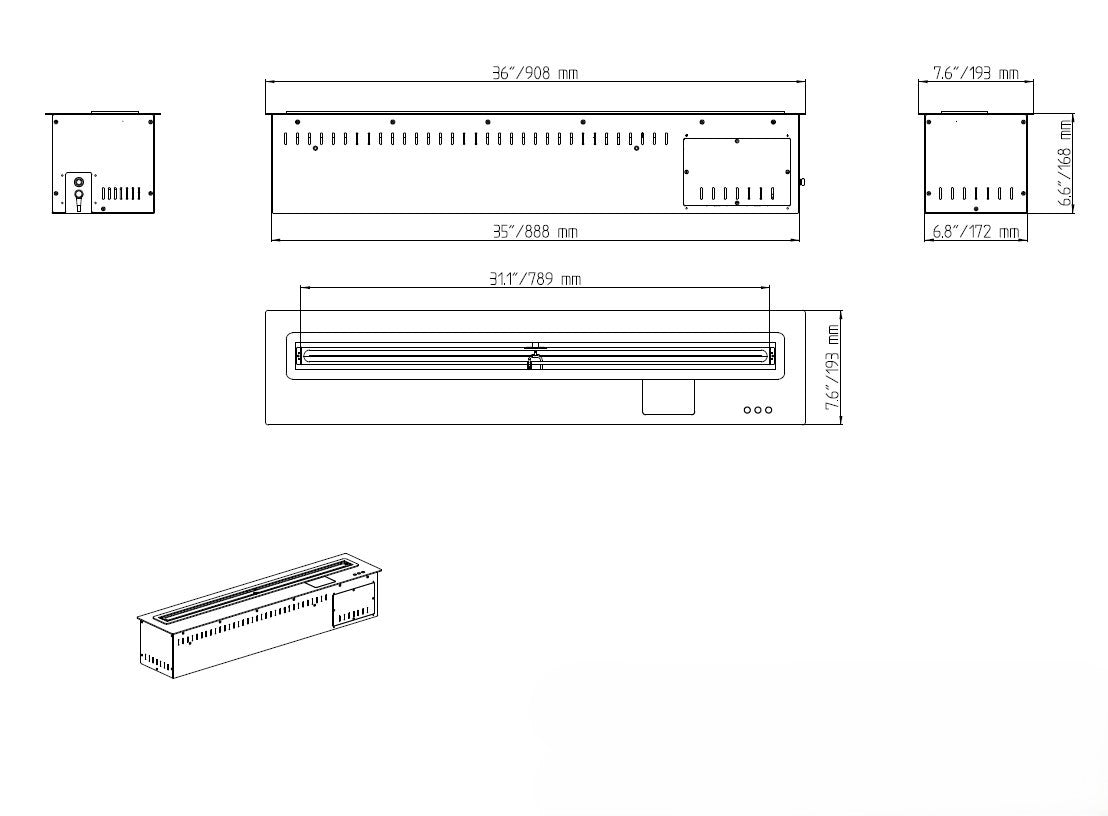Bruciatore a Bioetanolo Smart App Inserto Automatico Camino Da Incasso 100 Pro-Line
