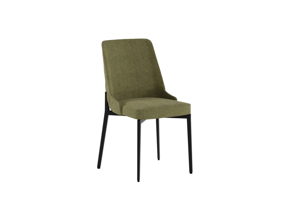 Sedia Ambra con seduta e schienale in tessuto easy-clean verde - Struttura e gambe in metallo resistente per casa e ufficio