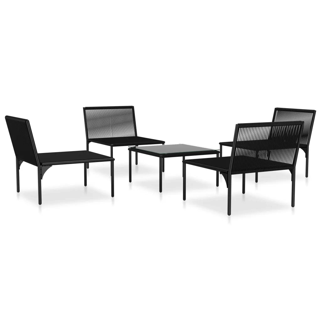 Set Divani da Giardino 5 pz con Cuscini Neri in PVC 48590