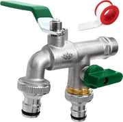 Rubinetto 2 Pollici in Ottone - Resistente all'Ossidazione e al Gelido - Tubo di Scarico per Lavatrice Esterna - Incluso 2 Adattatori per Rubinetti - Manuale Elettronico