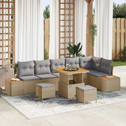 Set Divano da Giardino con cuscino 9 pcs Beige Poly Rattan 3364882