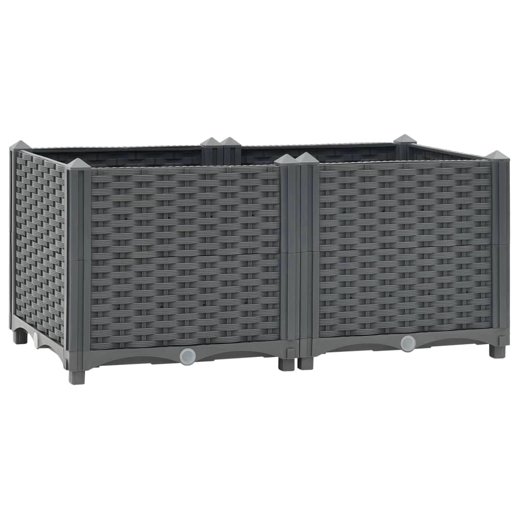 Fioriera rialzata per piante e fiori giardino 80 x 40 x 38 cm polipropilene grigio scuro 02_0000945