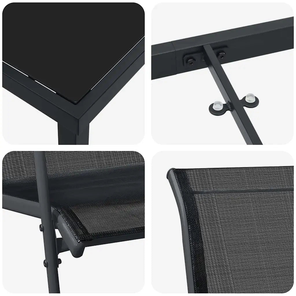 Set da Pranzo per Giardino 9 pcs Nero 3379141