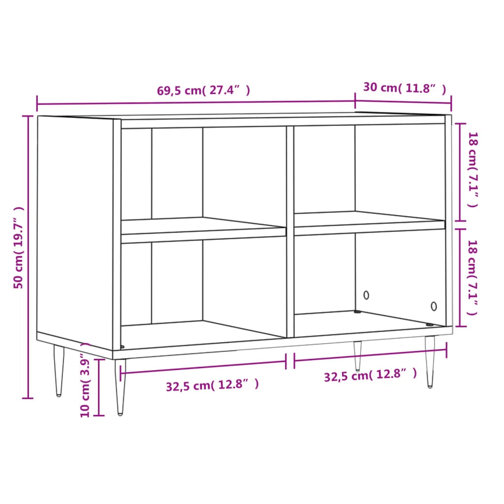 Mobile TV multimediale mensola TV credenza TV sala da pranzo soggiorno camera da letto 69,5 x 30 x 50 cm legno ingegnerizzato grigio 02_0026172