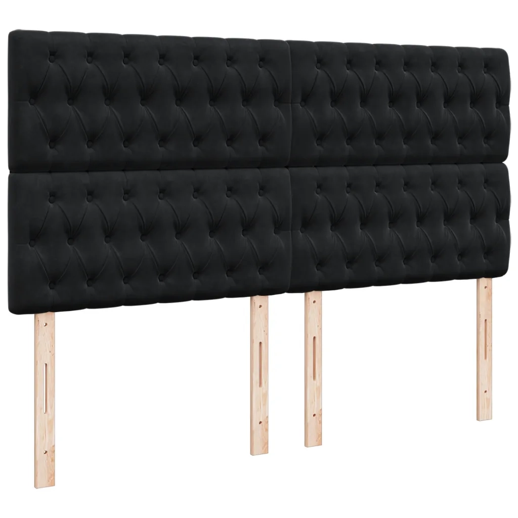 Giroletto a Molle con Materasso Nero 200x200 cm in Velluto 3291010