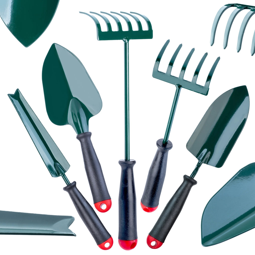 Set di attrezzi da giardino KADAX 5 in 1: rastrello, pala, tagliasiepi a uncino, Kadax