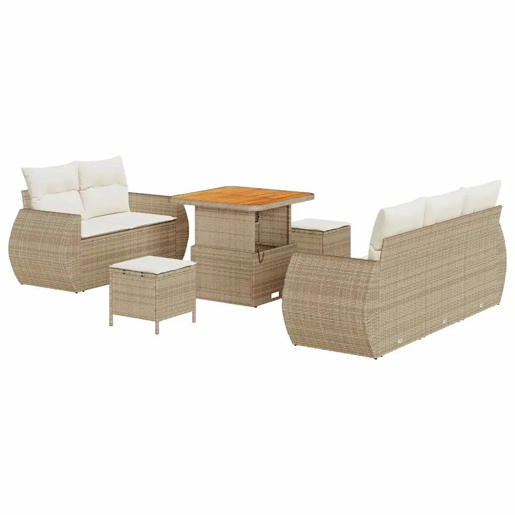 Set Divano da Giardino 8 pcs Beige polyrattan