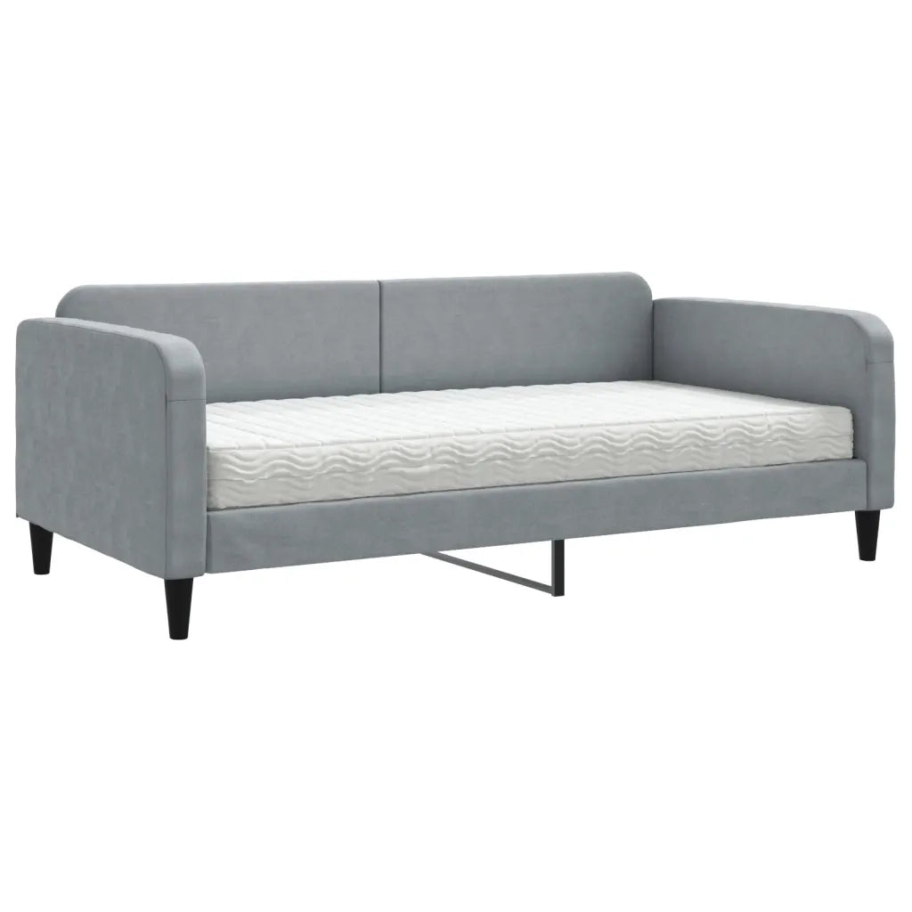Divano letto | Sof¨¤ letto | Letto singolo con Materasso Grigio Chiaro 100x200 cm in Tessuto